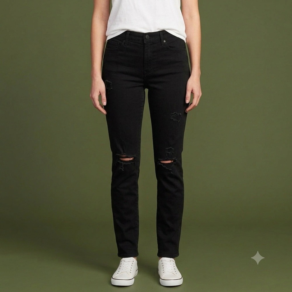 Old Navy Pop Icon Skinny High Rise Distressed Black Jeans‎ Women's 10 EUC